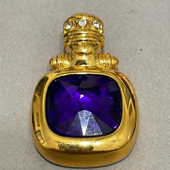 Vintage Joan Rivers Pendant Interchangeable Stone Purple Crystal Gold Toned. - Picture 2 of 12